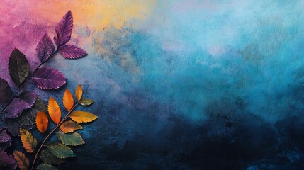 Poster - Abstract Painted Background with Autumn Leaves