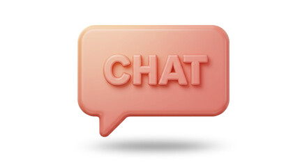Poster - Peach Chat Bubble 3D Message Icon for Digital Communication Instant Messaging Social Media and