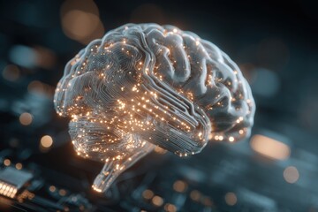 Poster - a futuristic depiction of a human brain with glowing neural connections, symbolizing artificial inte