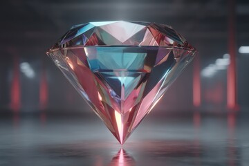 Poster - A mesmerizing close-up of a multifaceted gemstone, showcasing its brilliant color and intricate crystal structure against a subdued backdrop, capturing light and refraction.