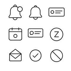 Notification and interface linear icons set. alerts and communication symbols