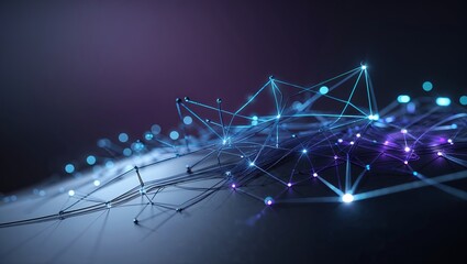 Aufkleber - Modern technology visualized through abstract geometric shapes and illuminated lines on a dark backdrop at night