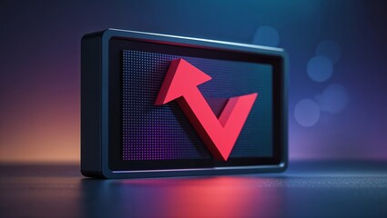 Poster - Digital display with a red upward arrow symbolizing growth and progress in a modern technology setting