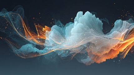 Poster - Abstract Blue and Orange Nebula Cloud Background