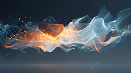 Poster - Abstract Flowing Wave Energy with Orange and Blue Lights