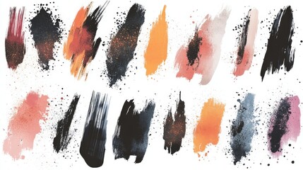 Poster - Dynamic brush strokes and ink splatters art studio abstract artwork creative environment close-up viewpoint expression of movement