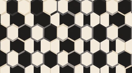 Poster - Monochrome hexagonal pattern minimalist black digital design for abstract visual impact
