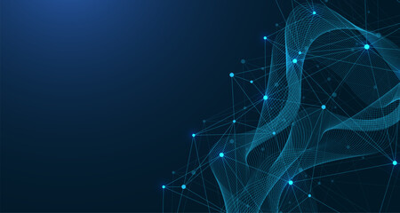 Aufkleber - Global network connection concept. Big data visualization. Social network communication in the global computer networks. Internet technology. Business. Science. Vector illustration