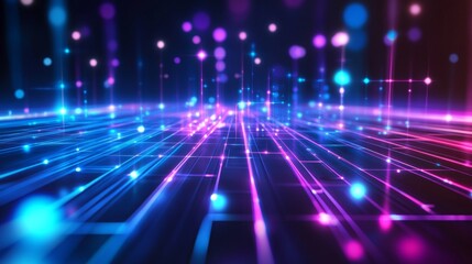 Poster - dynamic data flow visualization cyberspace digital art futuristic environment aerial perspective vib