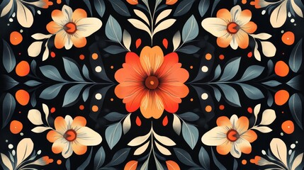 Poster - Symmetrical floral patterns overlapping elements for aesthetically pleasing digital art projects