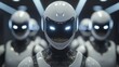 © scrdy - Futuristic white robots with glowing eyes in formation