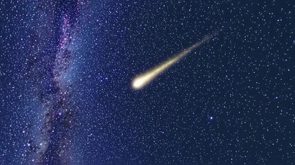 Wall Mural - bright shooting star trails across the dark blue starry night sky. heavenly celestial display of lig