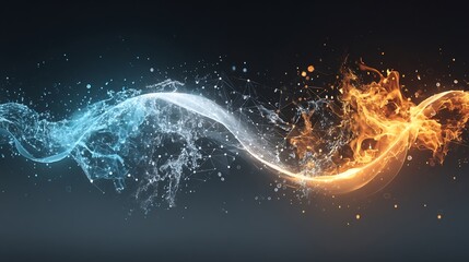 Poster - Ice and Fire Abstract Wave Design
