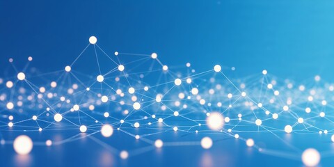 Aufkleber - Intricate network of glowing connections on a blue background symbolizes digital communication and technology advancement