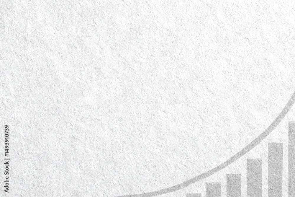 A textured light gray background features an upward trending financial graph in darker gray. The design conveys themes of growth and analysis, suitable for business contexts.