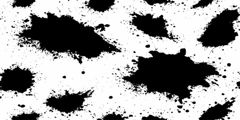 Aufkleber - Black ink splatters and spots on a white background creating an abstract and texture dynamic ink. 