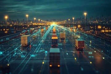 logistics management and transportation network tracking on digital touchscreen map interface for su