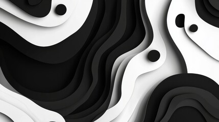 Poster - Abstract Black and White Layers Illustration with Shadows and Light