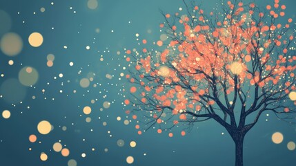 Poster - Enchanted Tree with Glowing Orbs, A Whimsical and Dreamlike Illustration
