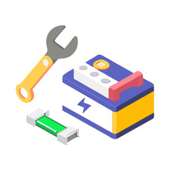 Poster - Professional car battery repair kit illustration with transparent background