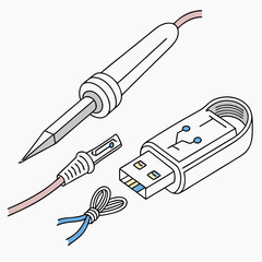 Poster - Soldering iron usb drive repair kit illustration