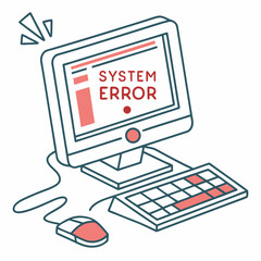 Poster - Retro computer system error illustration flat design