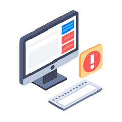 Poster - Isometric computer error alert professional design element