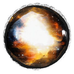 Wall Mural - glowing nebula inside orb object, cut out transparent