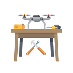 Poster - Drone repair shop illustration isolated on white background