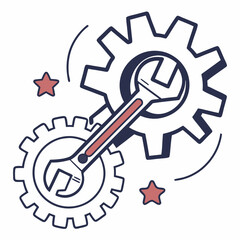 Poster - Wrench and gears teamwork collaboration repair maintenance service