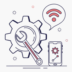 Poster - Mobile app development gear wrench wifi settings repair