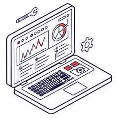 Poster - Laptop computer data analytics graph chart business technology