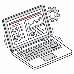 Poster - Laptop screen displaying graphs charts data analysis business progress