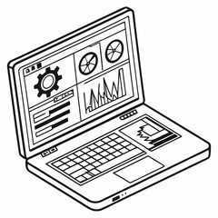 Poster - Professional laptop with charts and graphs on transparent background