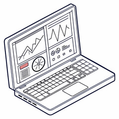 Poster - Laptop displaying graphs charts data analysis business technology