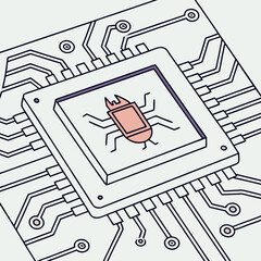 Poster - Computer chip bug malware security threat digital virus