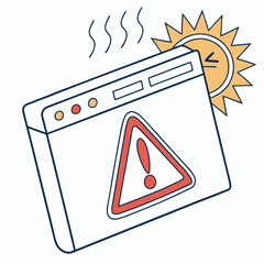 Poster - Website overheating under intense sun warning alert
