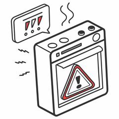 Poster - Oven malfunction warning sign hot appliance repair needed