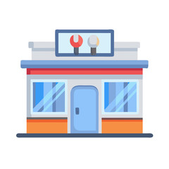 Poster - Professional gas station building cutout illustration transparent background
