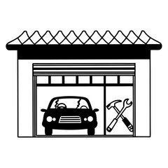 Poster - Professional garage icon car repair tools transparent background