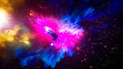 Wall Mural - Surreal colorful nebula abstract background with dynamic light effect and vibrant smoke textures.
