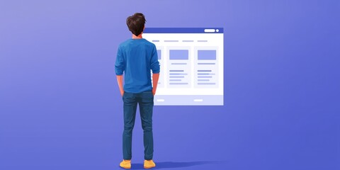 Digital marketer designing creative landing page for upcoming campaign