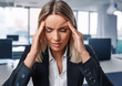 © venars.original - Young woman with a painful expression, holding her head, apparently having a headache, stress, migraine