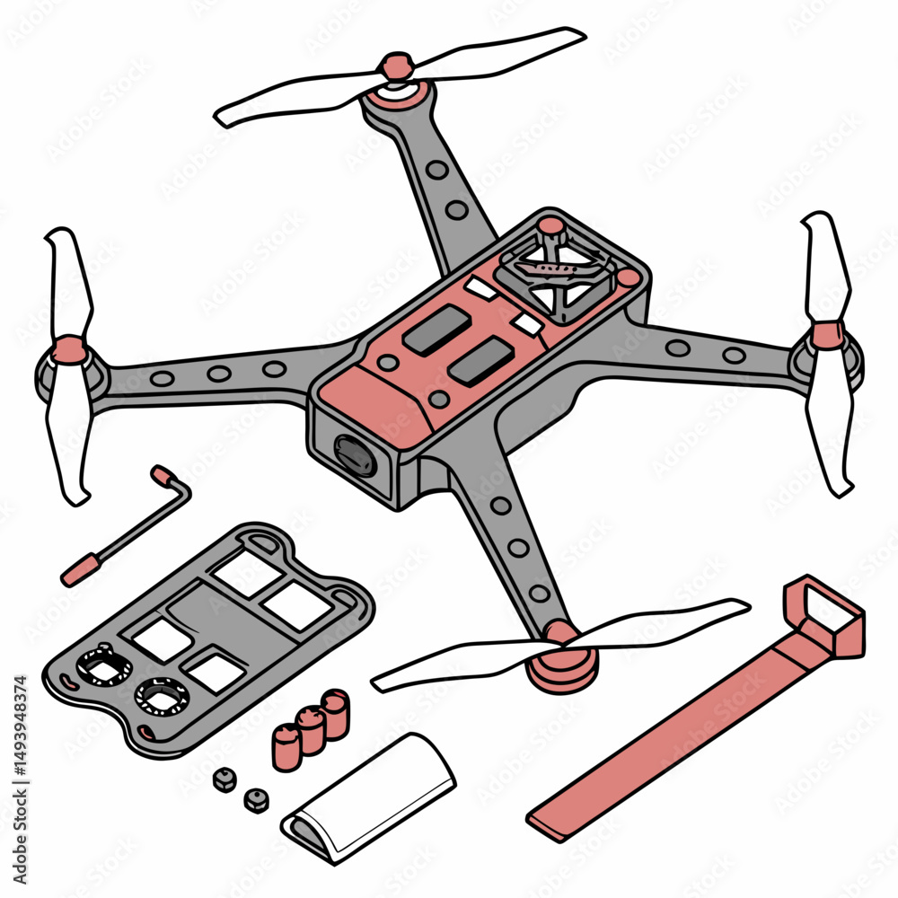 Drone quadcopter assembly diagram parts exploded view Stock Vector ...