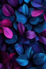 Poster - Vivid purple and blue leaves create a lush, textured pattern