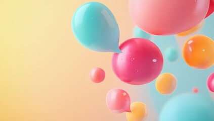 Poster - Pastel spheres float on a soft, warm background