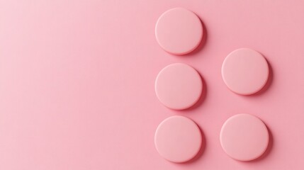 Poster - Pink, round objects arranged on a pink background