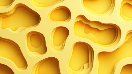 Poster - Abstract yellow layered organic shapes