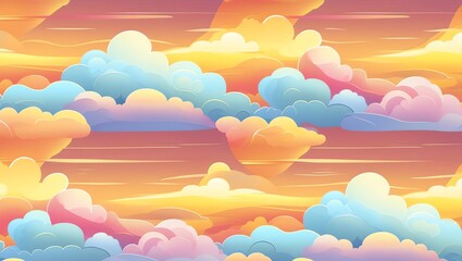 Wall Mural - dreamy sunset cloudscape: a colorful panorama of pastel hues