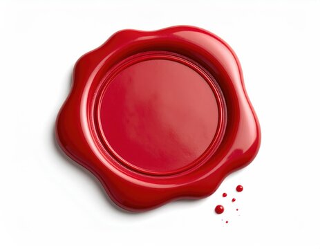 Red Wax Seal Isolated on White Background – Classic Stamp Element